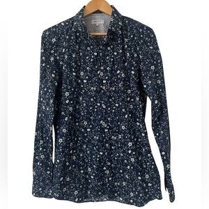 Politix Men’s Dark Blue and White Floral Button Down Shirt Size Large‎
